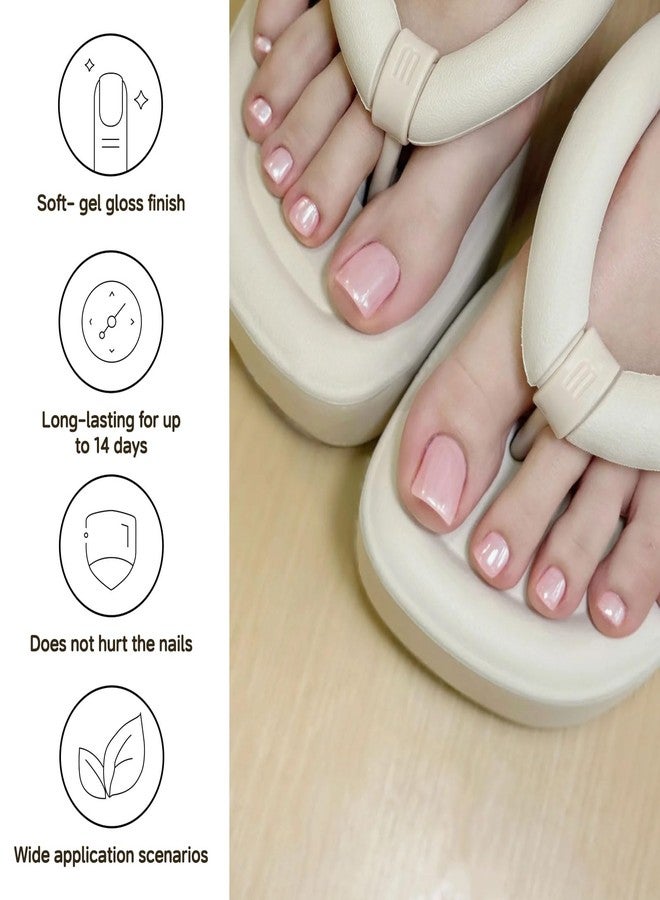 DUKASOU Semi Cured Gel Pedicure Strips, 32 Pieces Solid Color Gel Nail Stickers for Toes, Salon Quality UV Nails Stickers, Easy to Apply for Home Nails DIY Moonlight Powder - Image 4